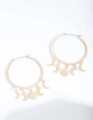 Matte Gold Hoop Celestial Pendants