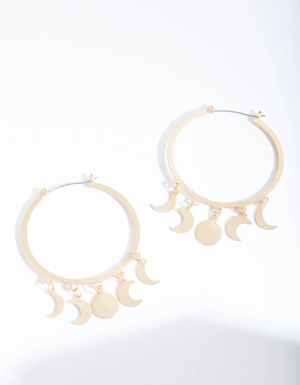 Matte Gold Hoop Celestial Pendants