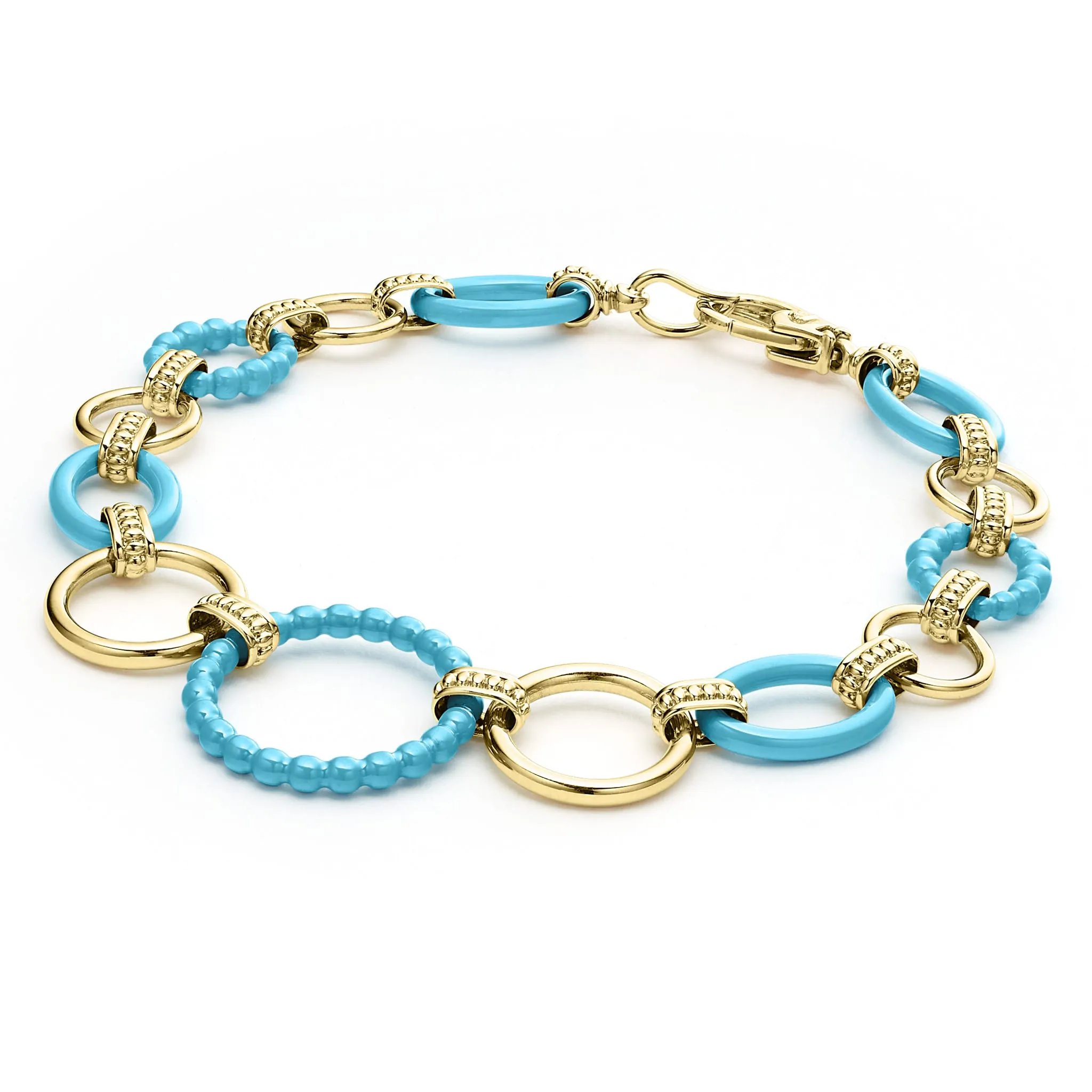 Meridian 18K Gold and Blue Ceramic Link Bracelet