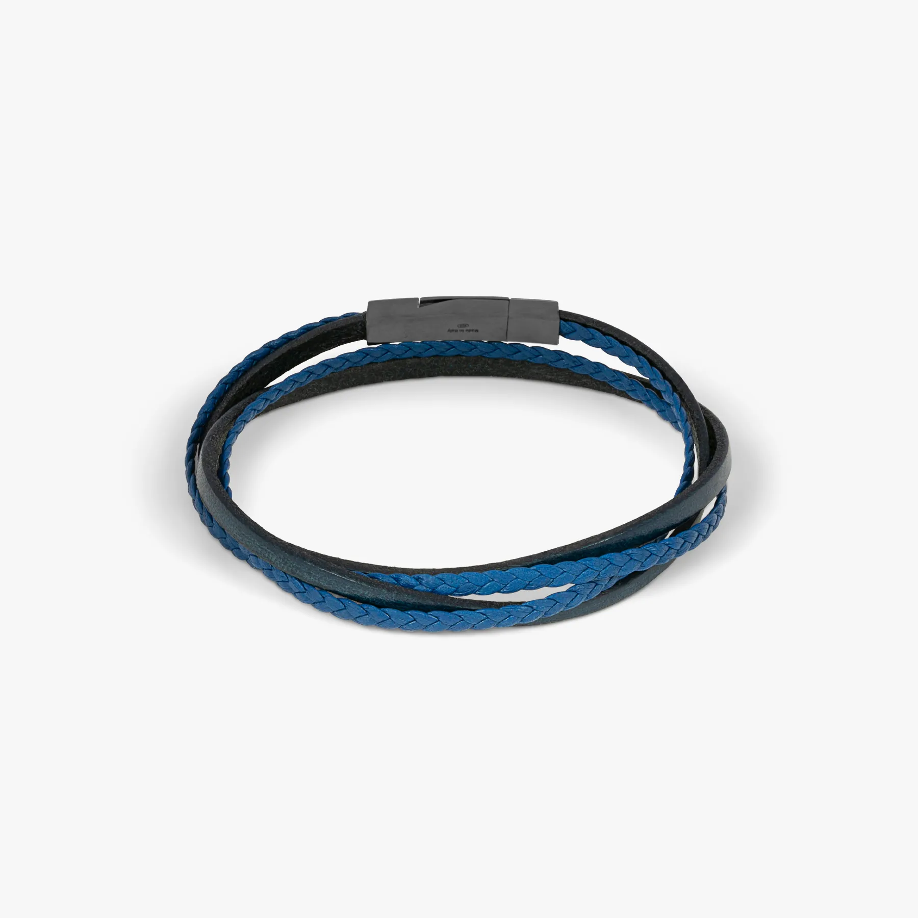 Mini Click Fettuccine Multi-Strand Leather Bracelet In Navy