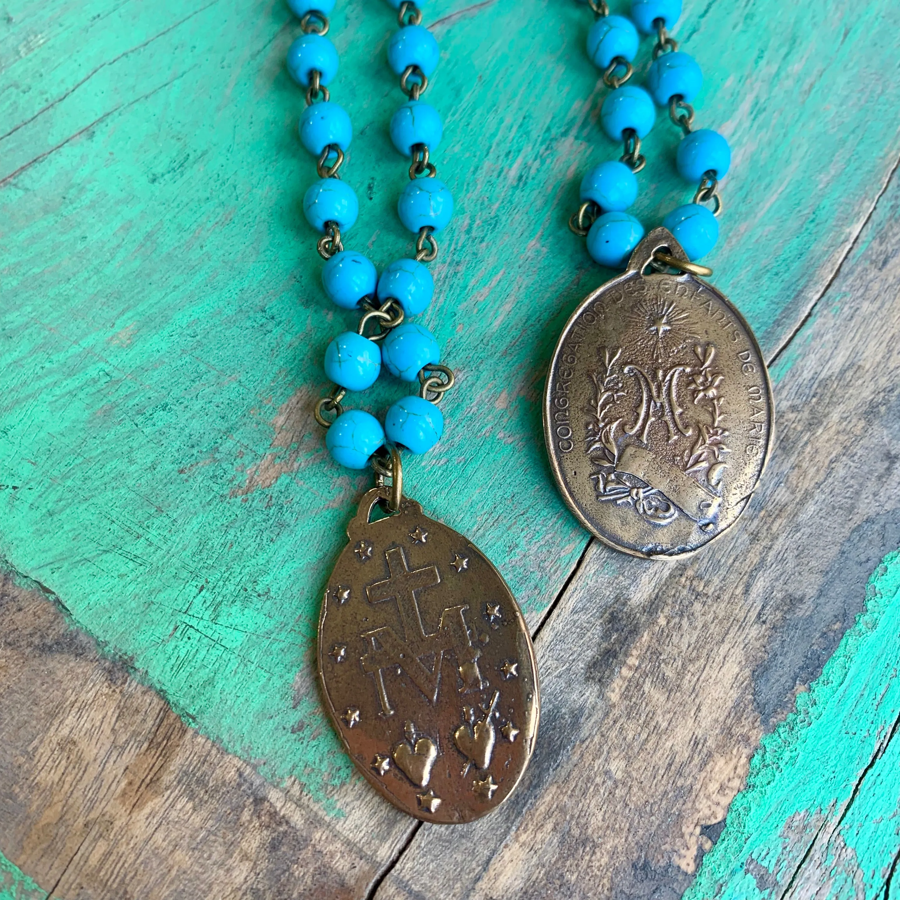 Miraculous Medal Turquoise Set