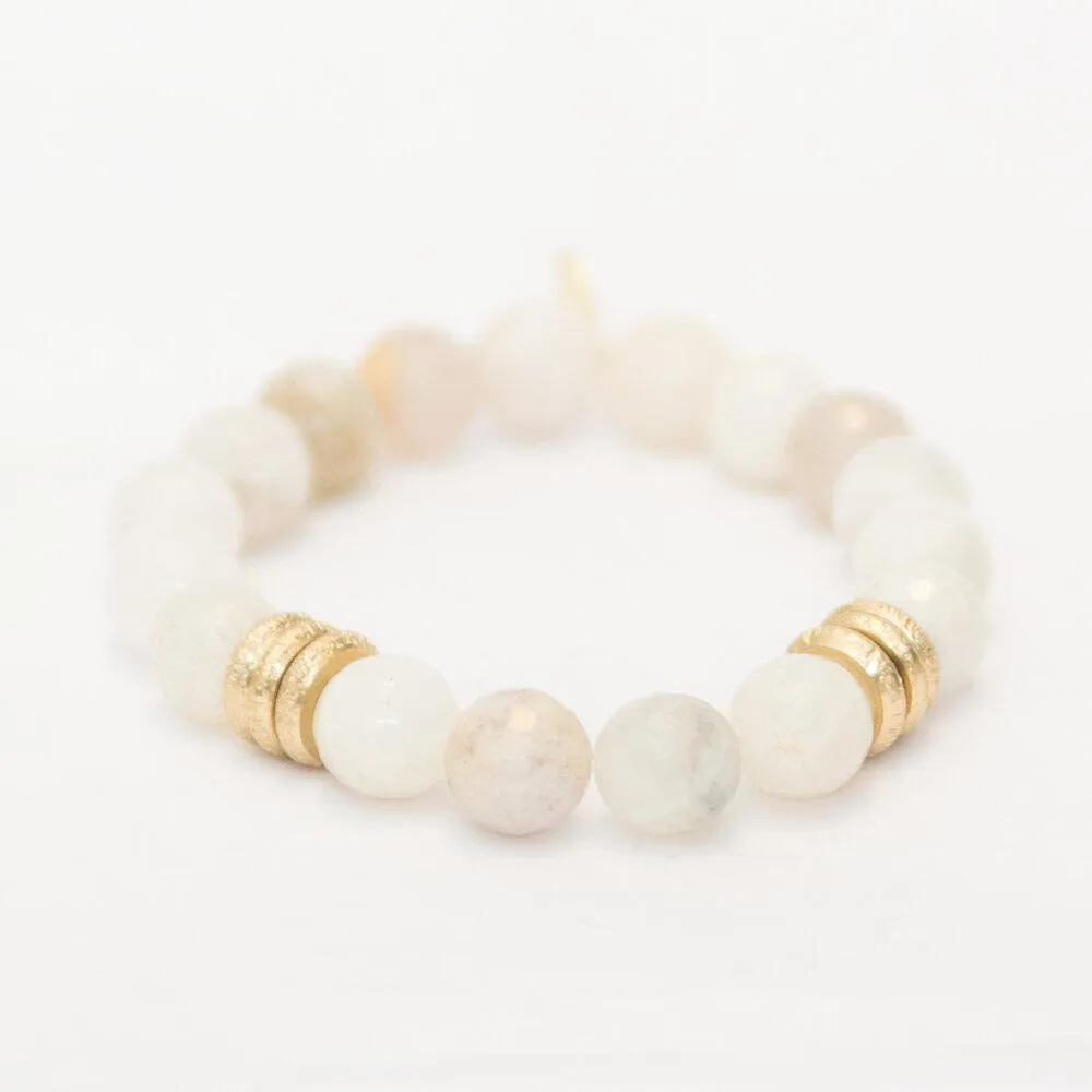 Moonstone Crystal Bracelet | Cream   Gold Rings