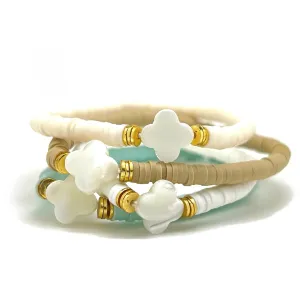 MOTHER OF PEARL QUATRAFOIL MINI HEISHI BRACELET