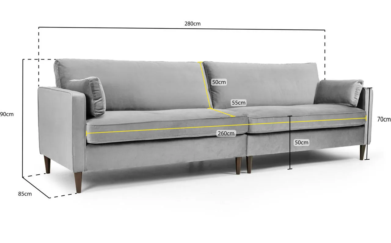 Munich Sofa - Plush Grey 4 Seater - 280 CM