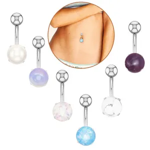 Navel Rings Crystal Belly Button Ring Bar Body Piercing Jewelry 16G Opal Navel Button Belly Rings