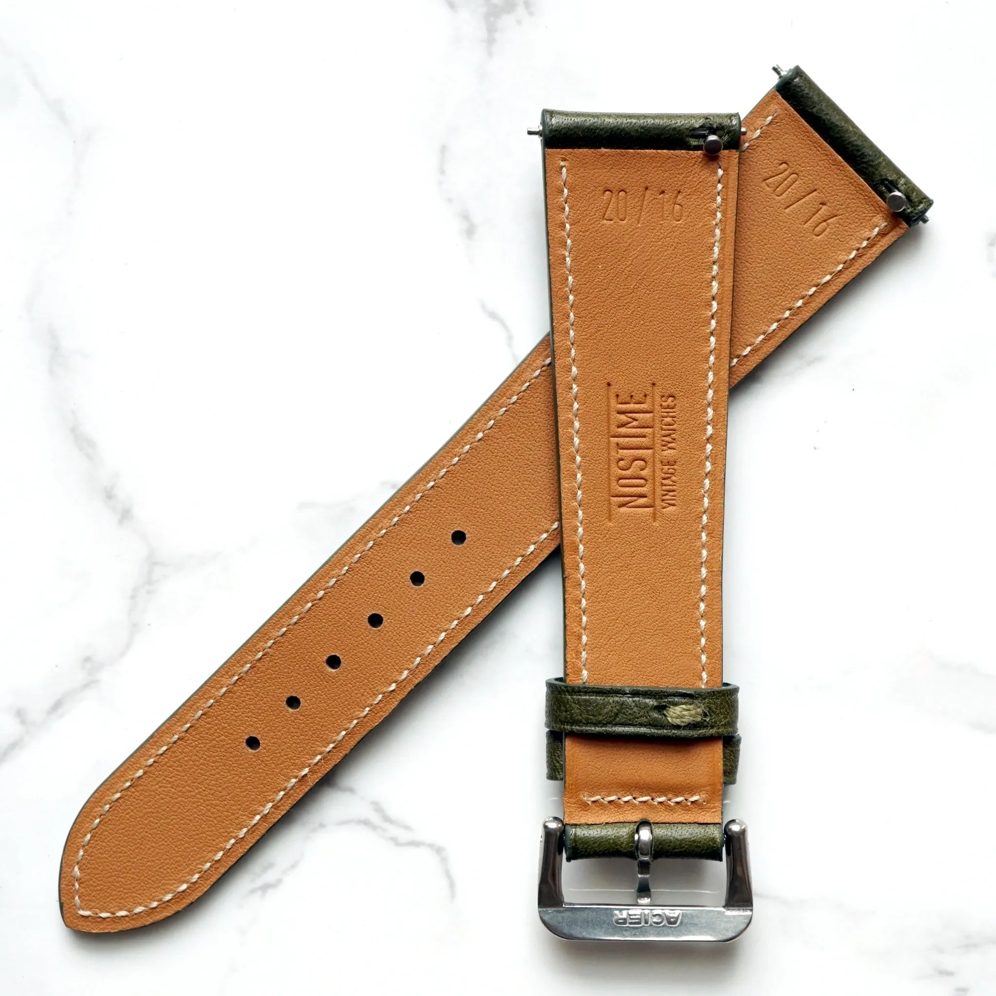 OLIVE GREEN BOX CALF STANDARD STRAP