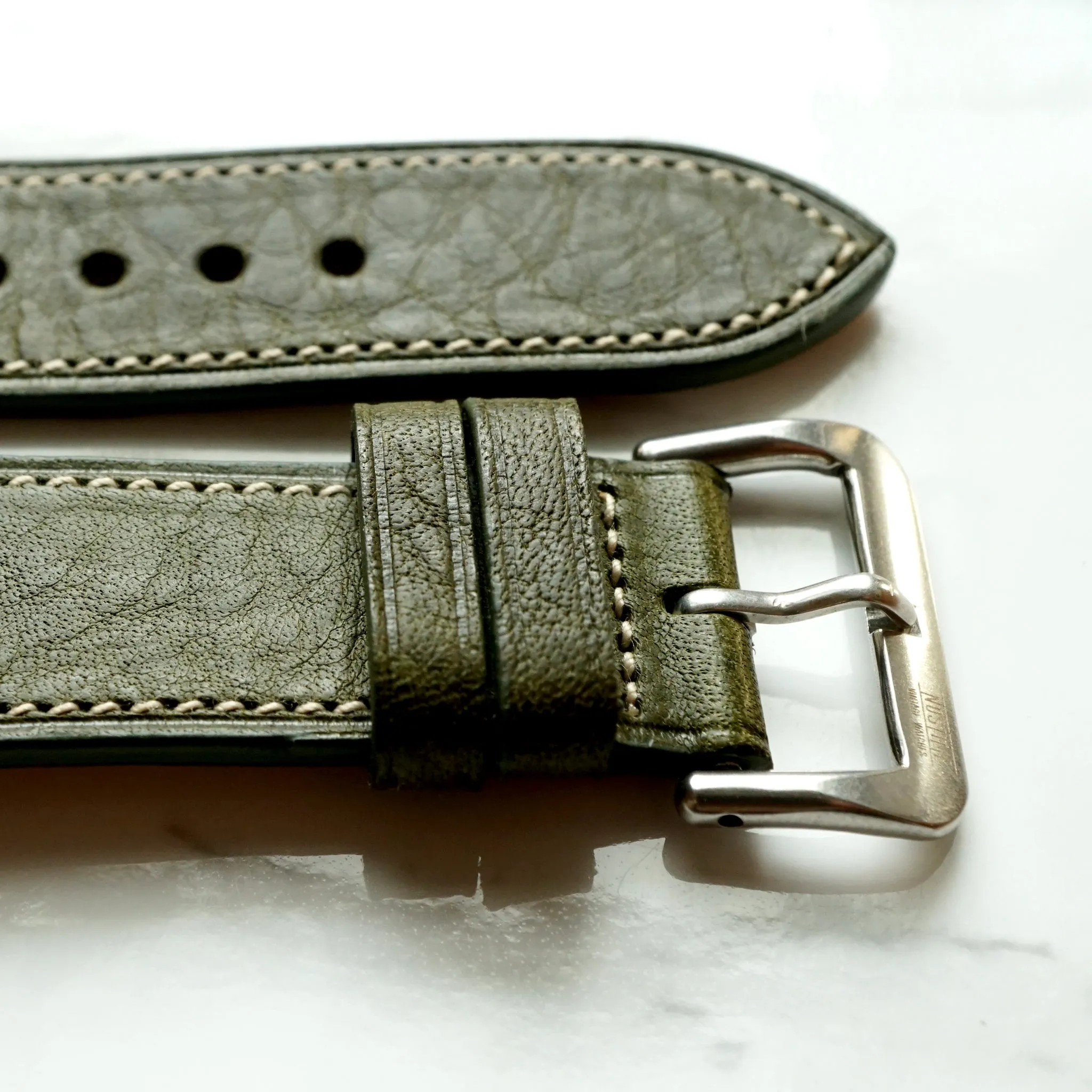 OLIVE GREEN BOX CALF STANDARD STRAP