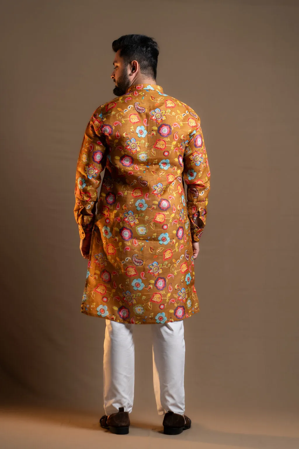 ORANGE FLORAL KURTA PAJAMA