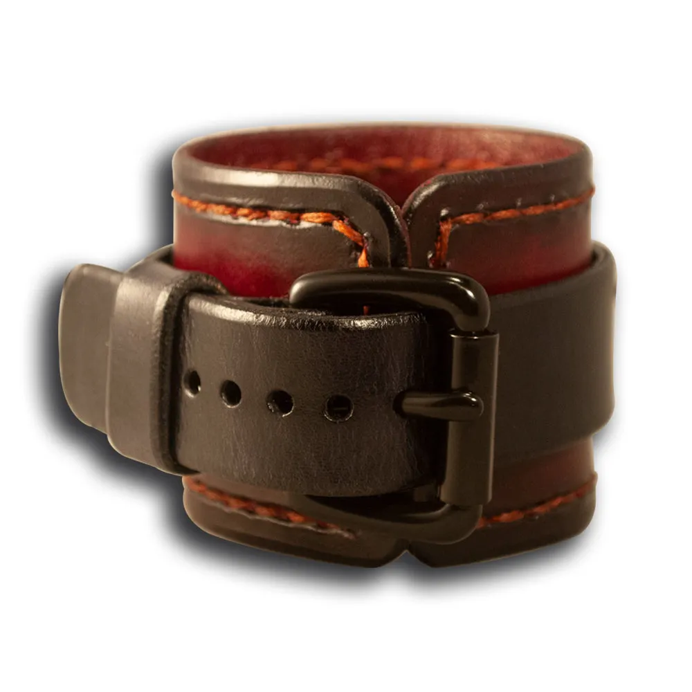 Oxblood Stressed Apple iWatch Leather Cuff Watch Band with Stitching