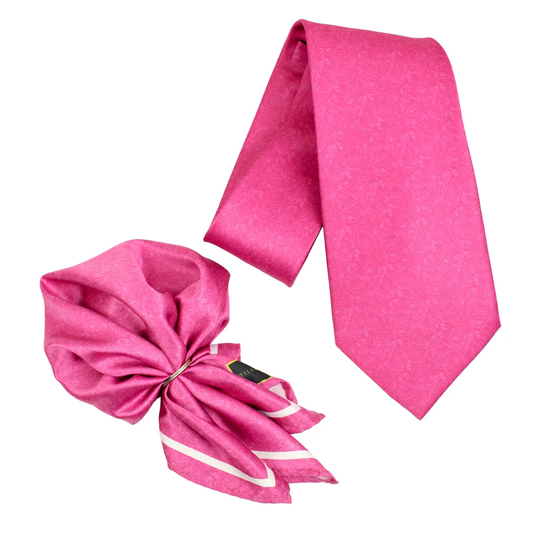 Peluche Blush Elegance Magenta Broad Neck Tie & Pocket Square Set for Men