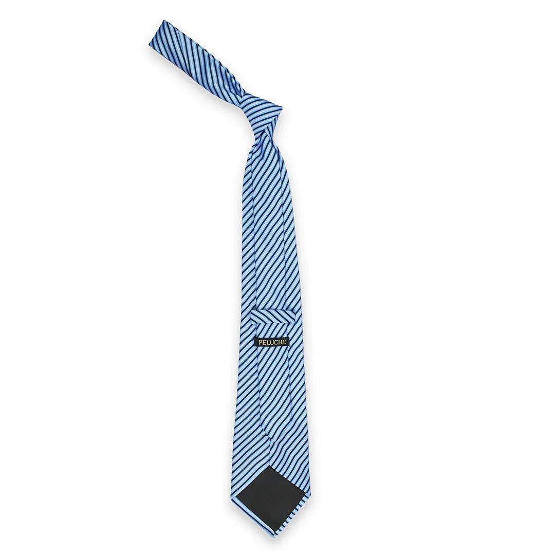 Peluche Coastal Cascade Blue Broad Neck Tie & Pocket Square Set for Men