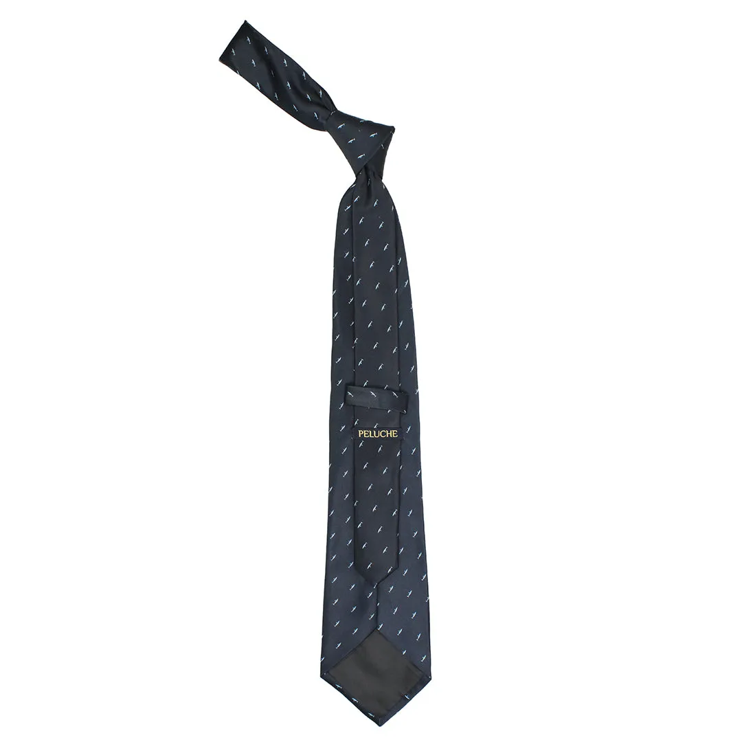 Peluche Deep Predator Navy Blue Broad Neck Tie & Pocket Square Set for Men