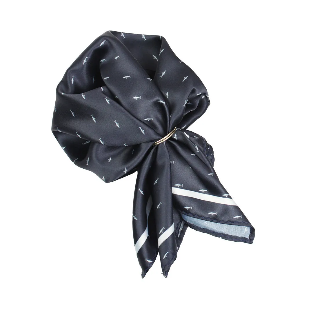 Peluche Deep Predator Navy Blue Broad Neck Tie & Pocket Square Set for Men