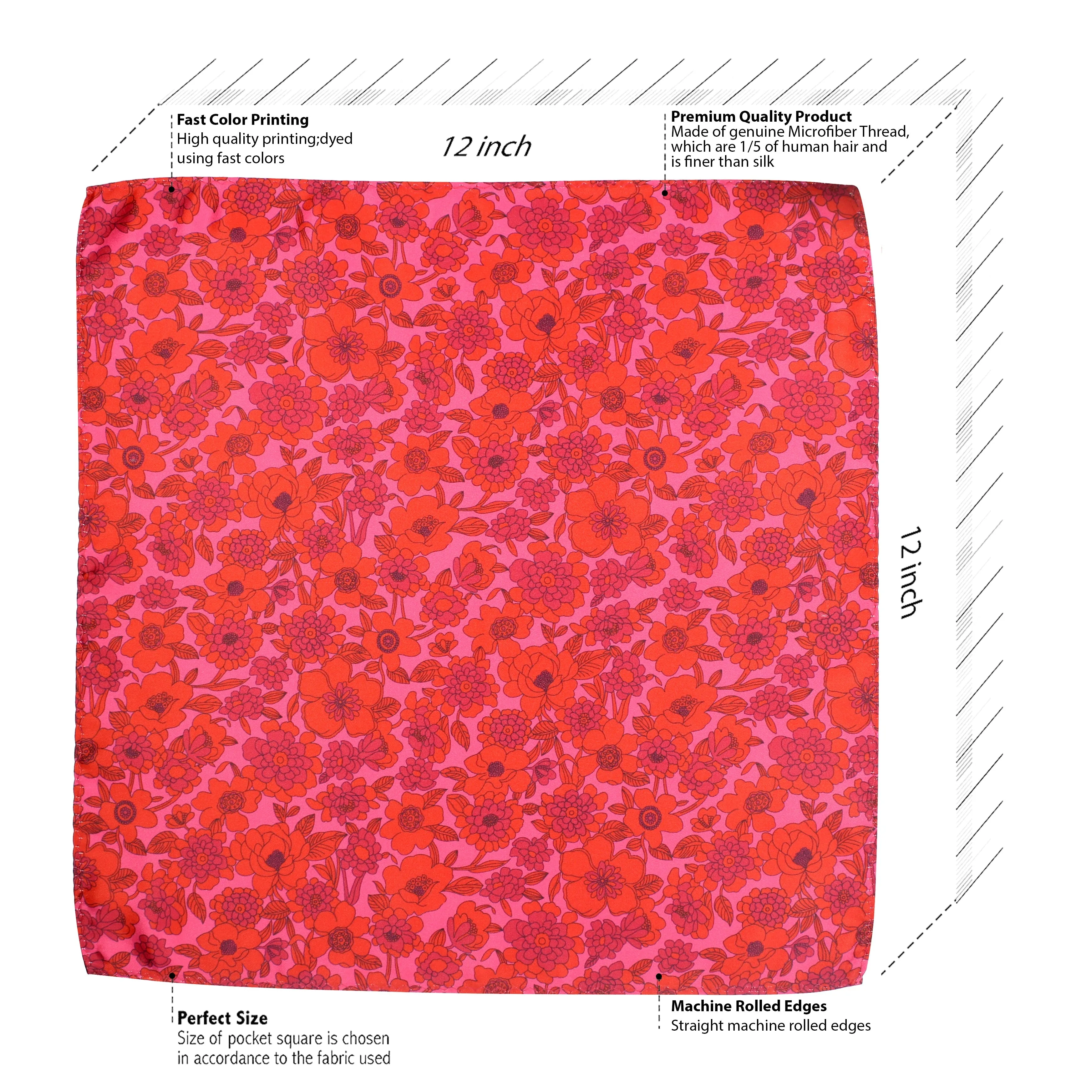 Peluche Floral Detailed Pocket Square For Men