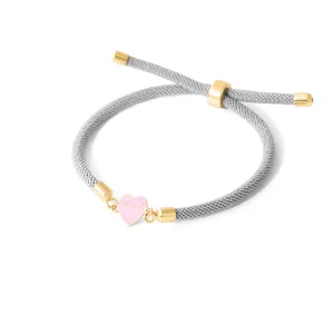 Pink Heart Enamel Cord Bracelet