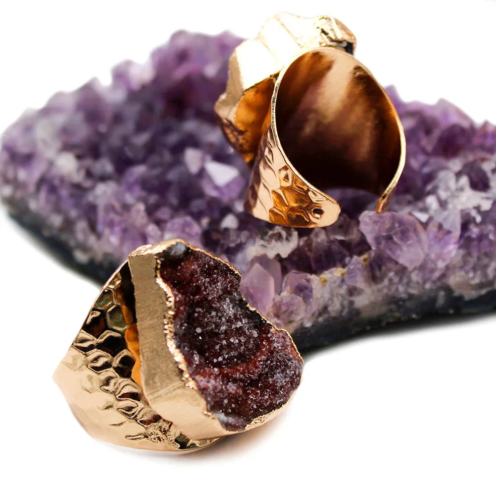 Pre Order:  Natural Agate Gold-Plated Ring