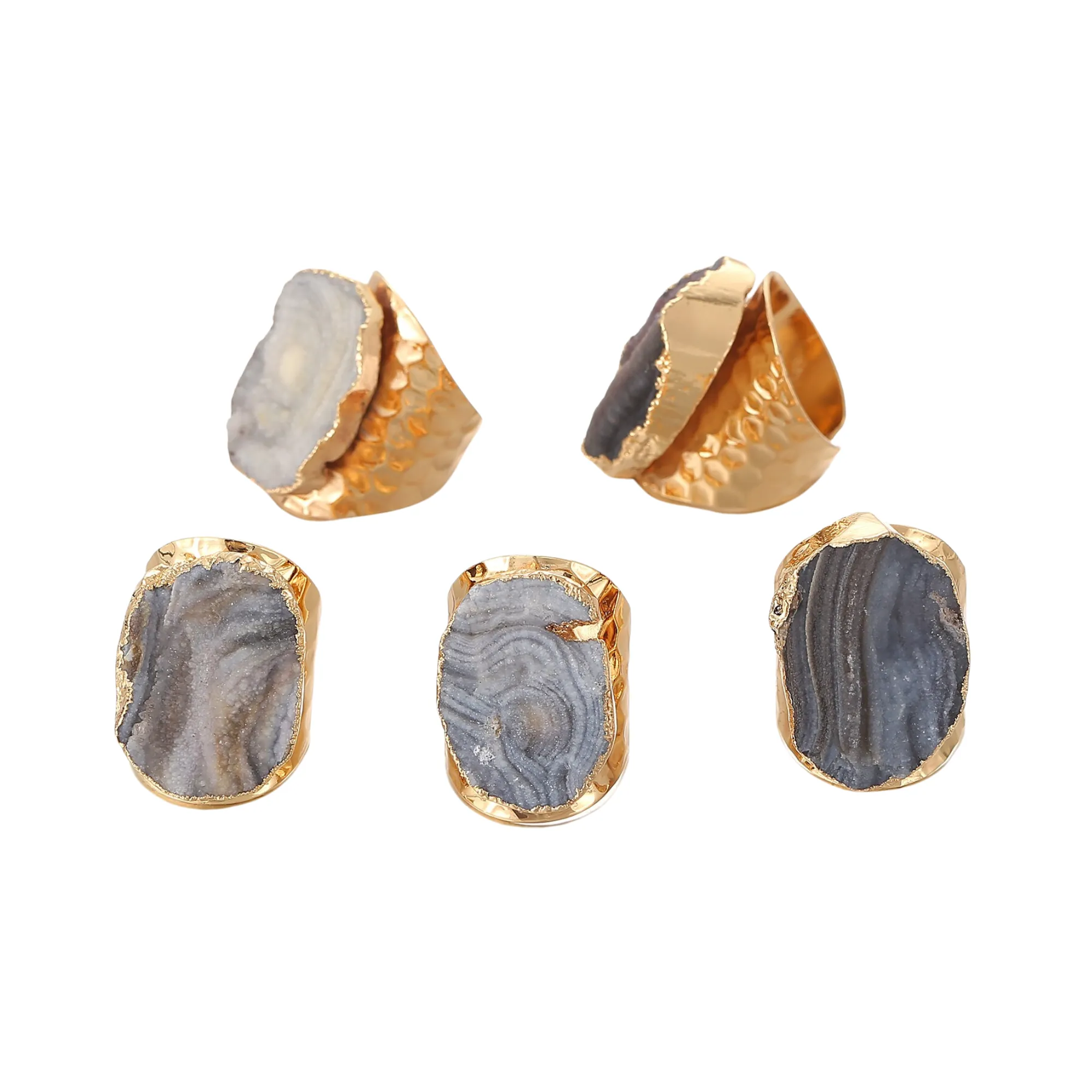 Pre Order:  Natural Agate Gold-Plated Ring