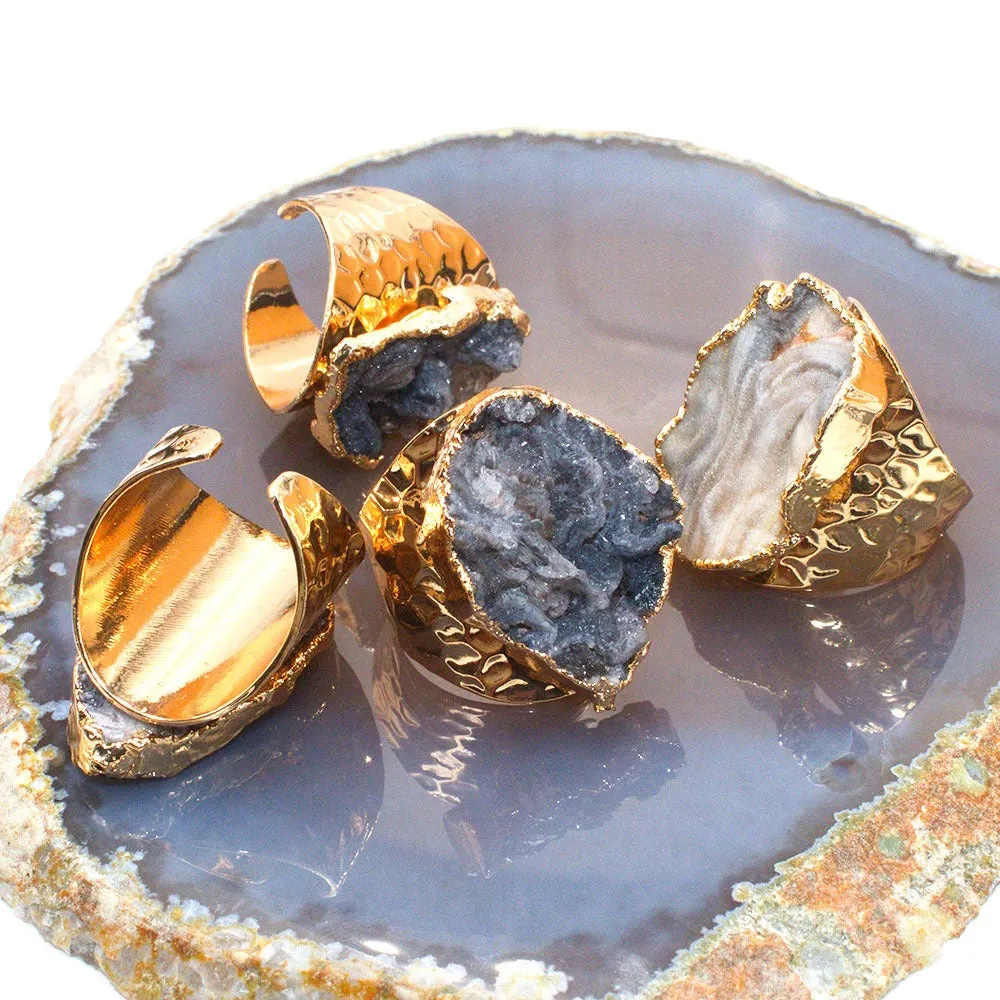 Pre Order:  Natural Agate Gold-Plated Ring