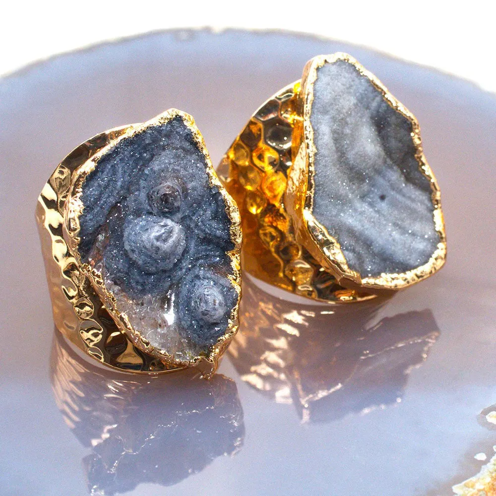 Pre Order:  Natural Agate Gold-Plated Ring