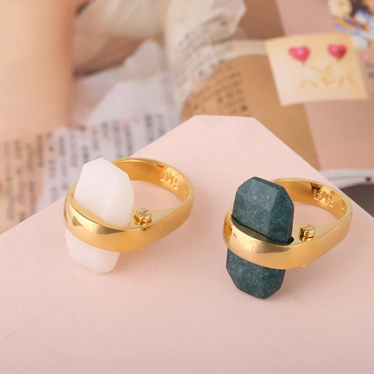 Rectangular natural stone rings