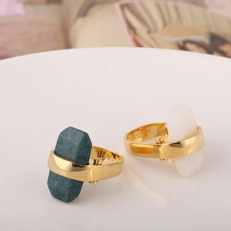 Rectangular natural stone rings