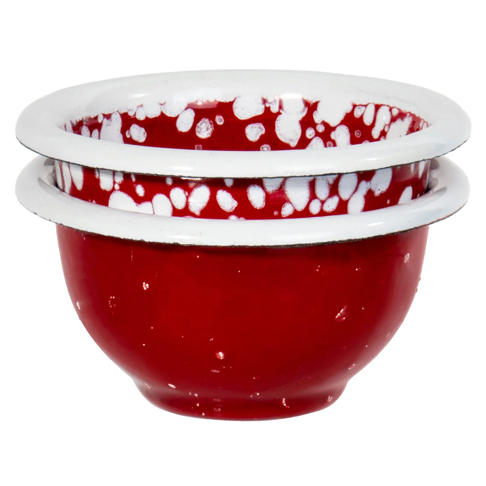 Red Co. Christmas Red Enameled Petite Pinch Bowl Round 3" Set of 2