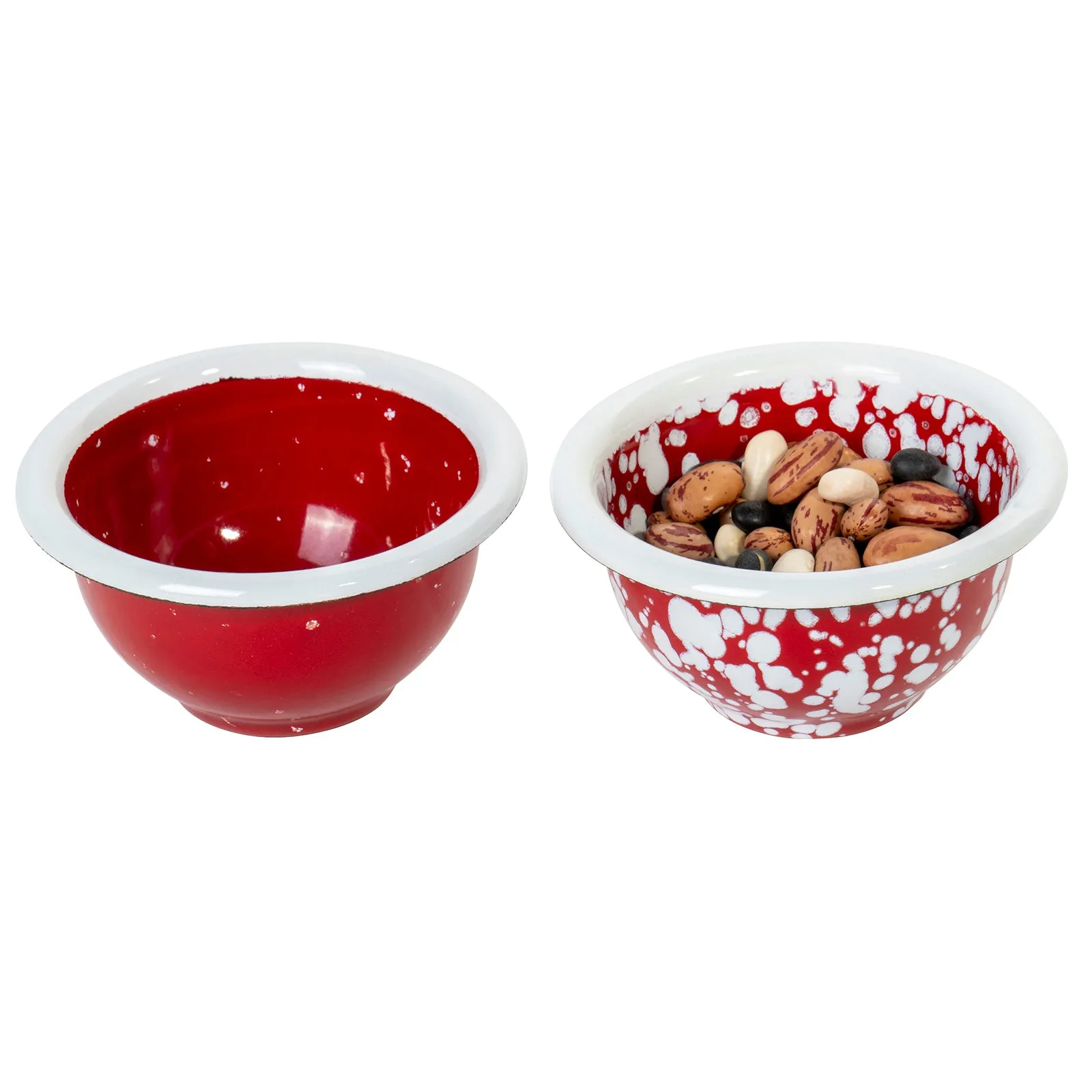 Red Co. Christmas Red Enameled Petite Pinch Bowl Round 3" Set of 2