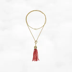 Red Zirconia Tassel Necklace