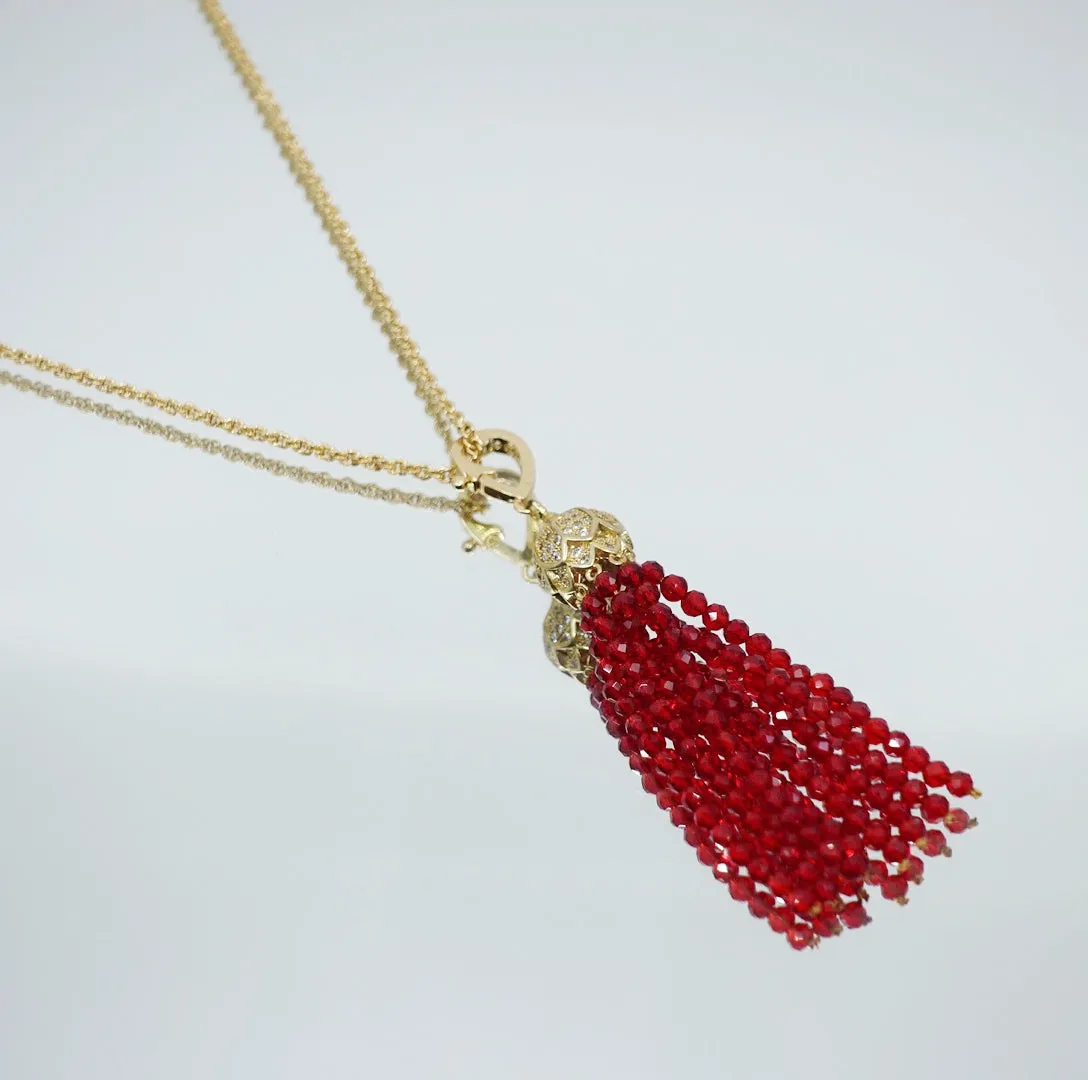 Red Zirconia Tassel Necklace