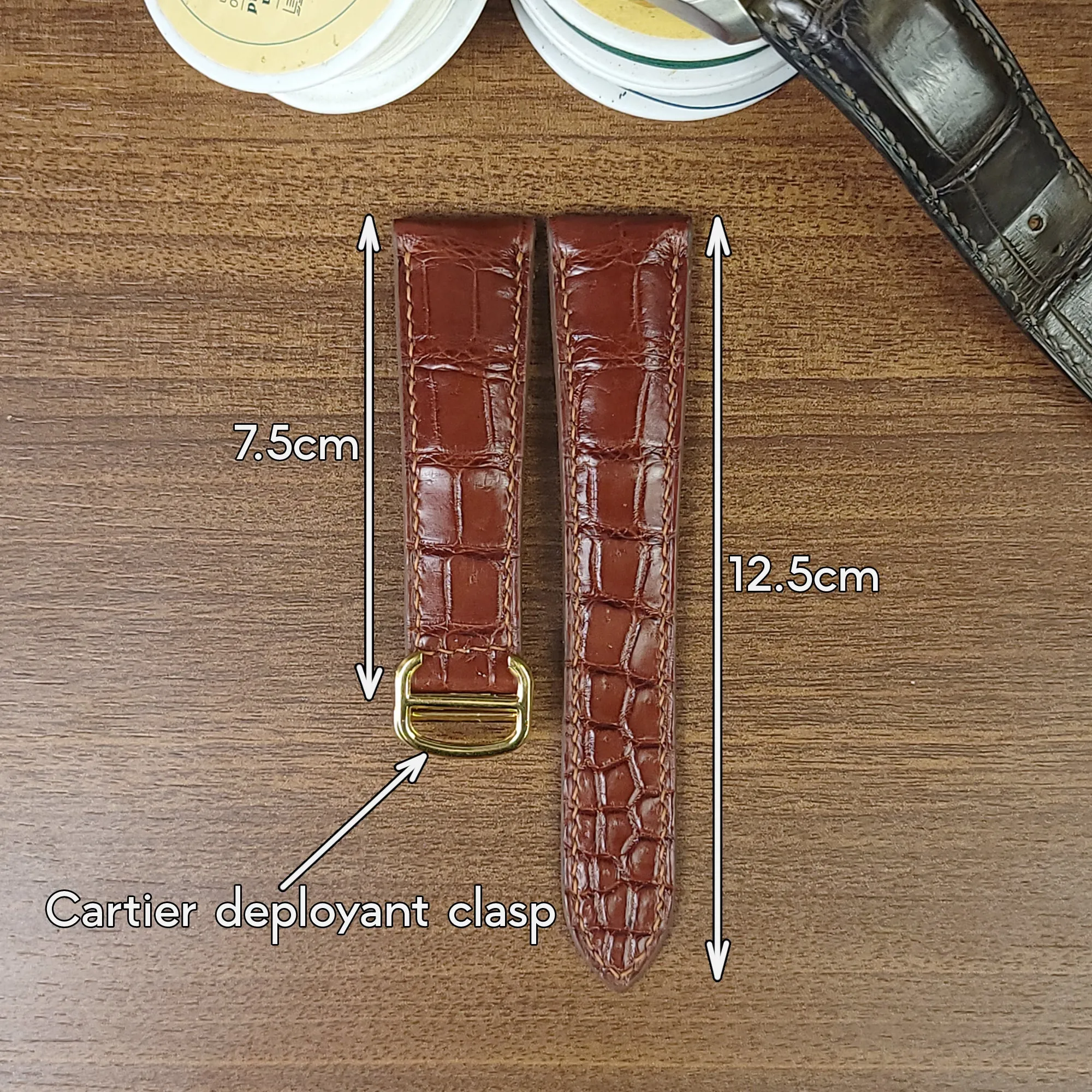 Reddish Brown Alligator Leather Cartier Watch Strap