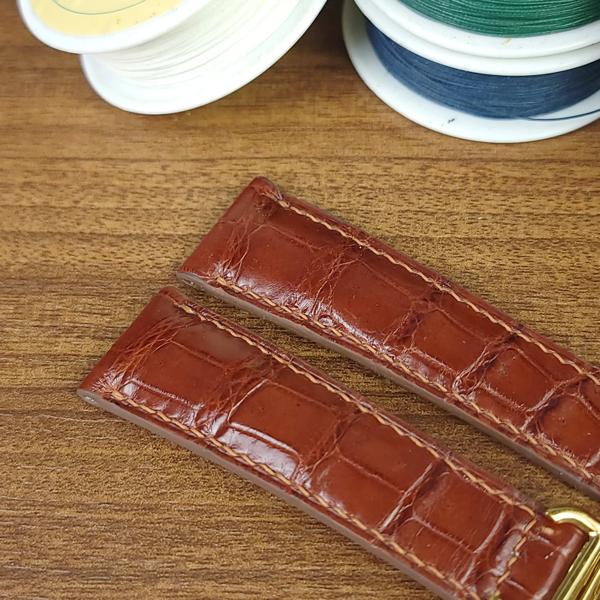 Reddish Brown Alligator Leather Cartier Watch Strap