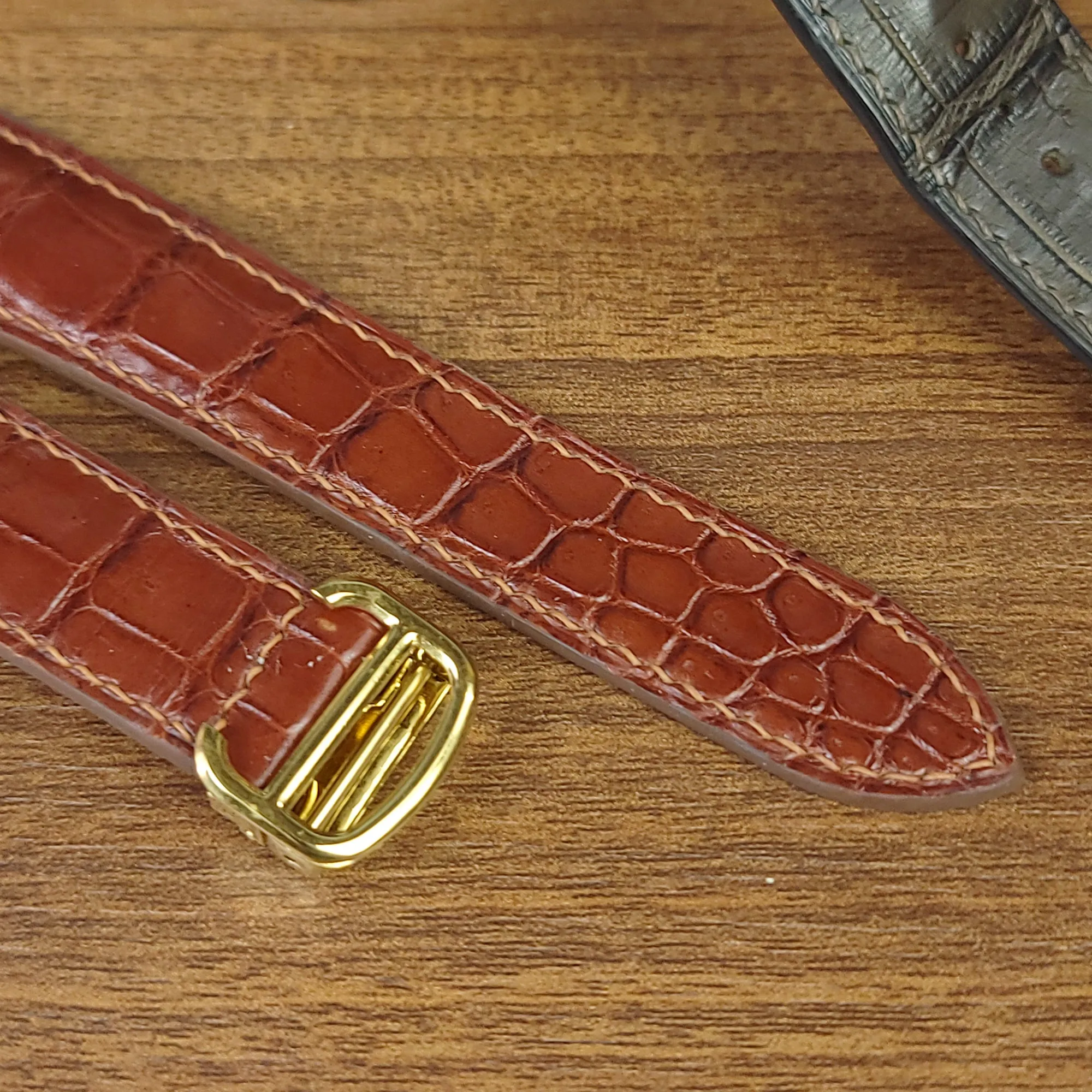 Reddish Brown Alligator Leather Cartier Watch Strap