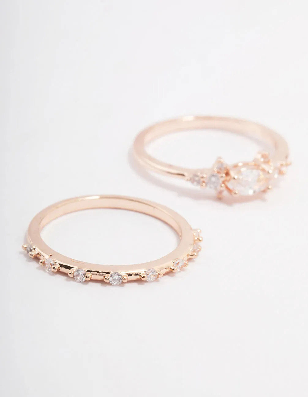 Rose Gold Plated Fine Marquise Stacking Ring 3-Pack