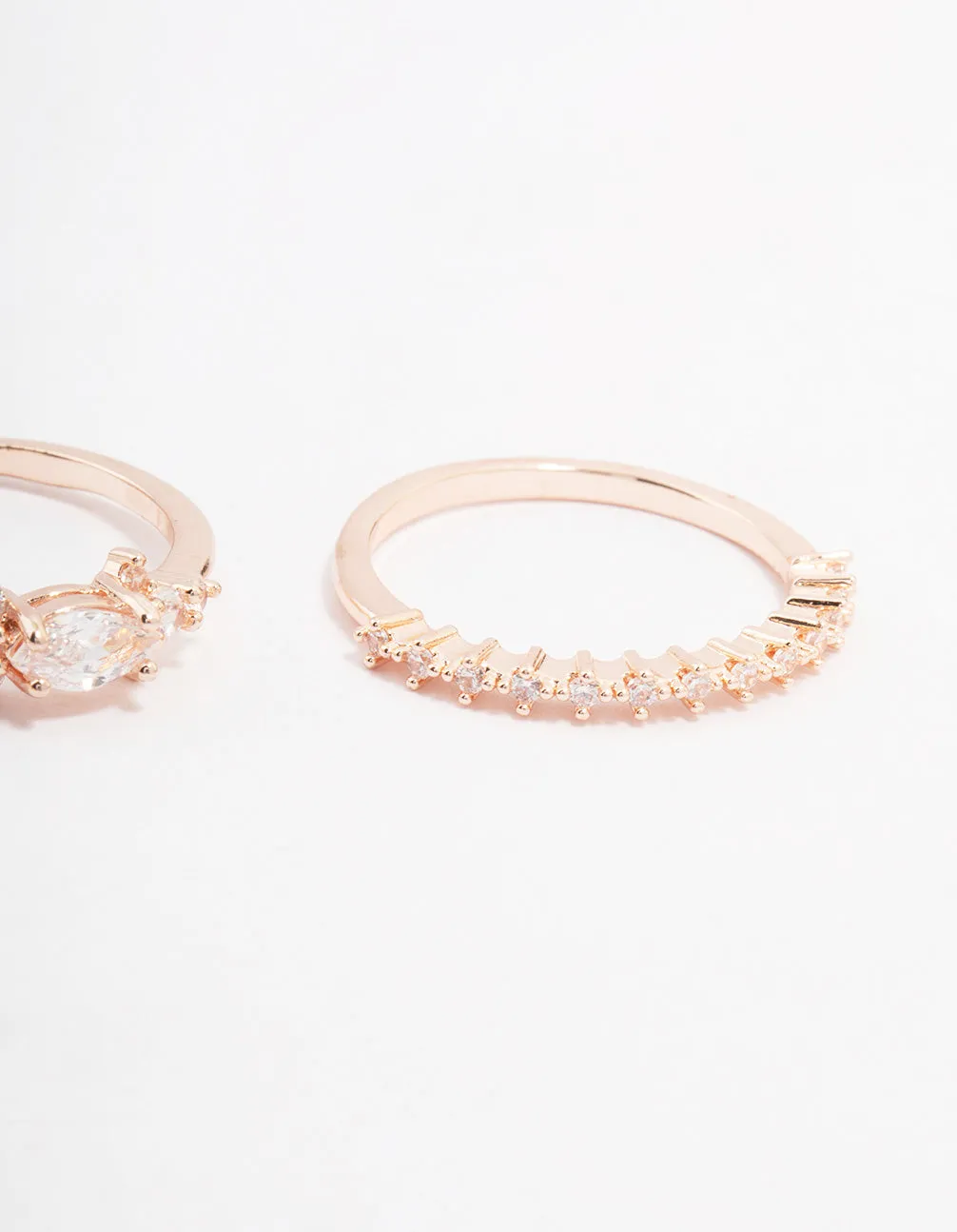 Rose Gold Plated Fine Marquise Stacking Ring 3-Pack