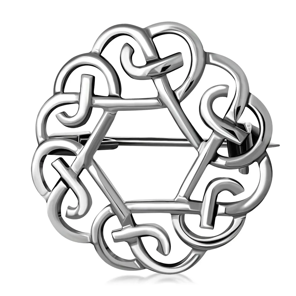 Rounded Sterling Silver Celtic Brooch