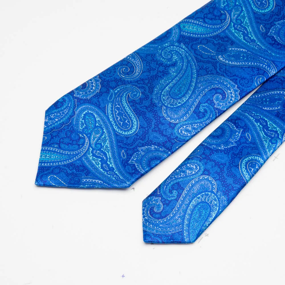 Royal Blue Sicilian Paisley Duchesse Silk Tie