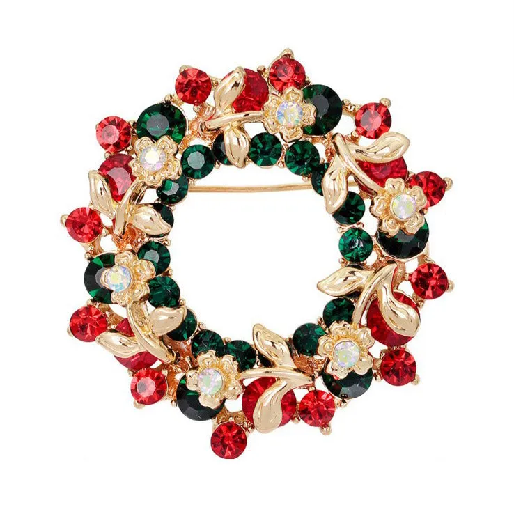 SB380 - Christmas Wreath Saree Brooch