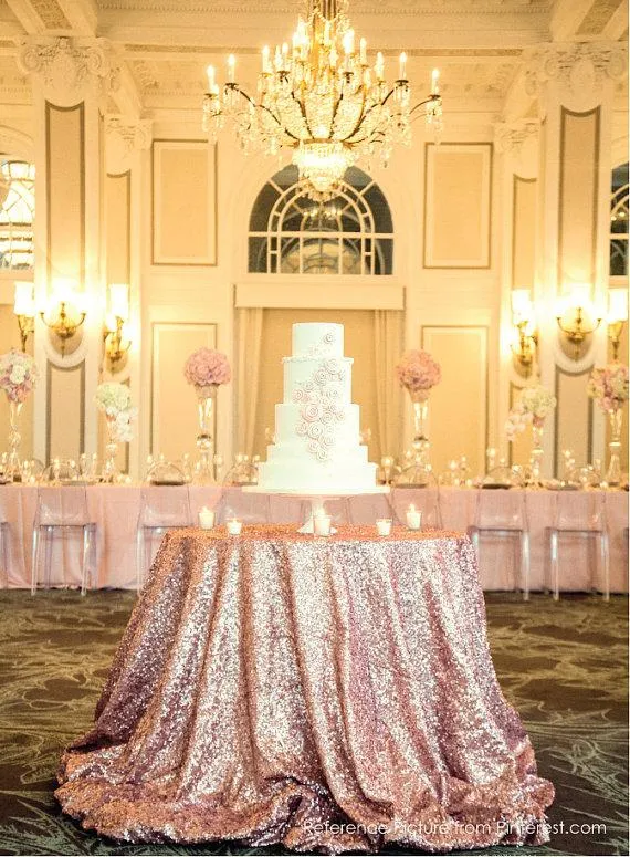 Sequin Tablecloth round 120" (Blush)