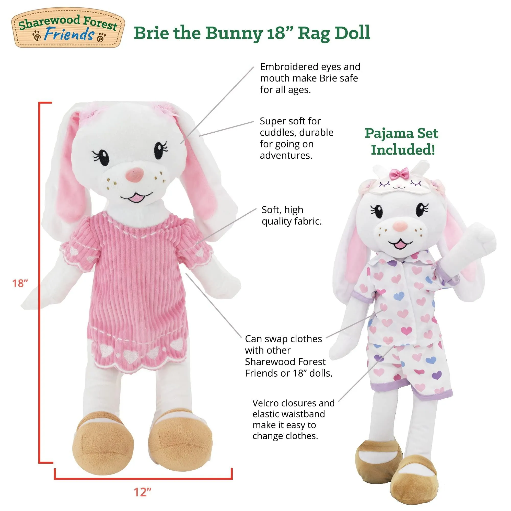 Sharewood Forest Friends 18 Inch Rag Doll Brie the Bunny