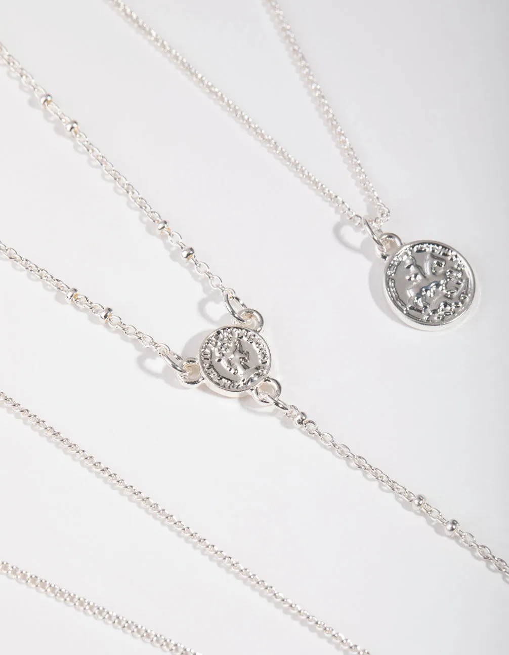 Silver Rosary 3-Row Necklace