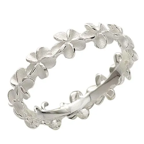 Sterling Silver 5mm Plumeria Lei Ring