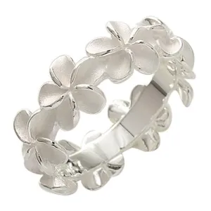 Sterling Silver 8mm Plumeria Lei Ring