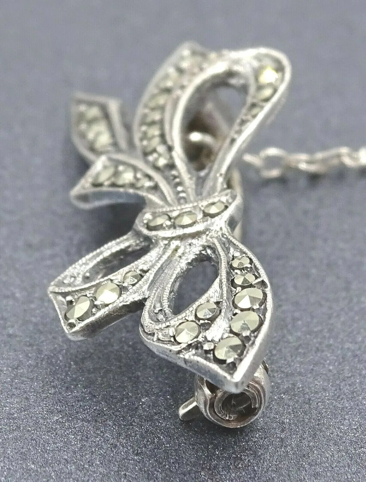 Sterling Silver & Marcasite Bow Brooch