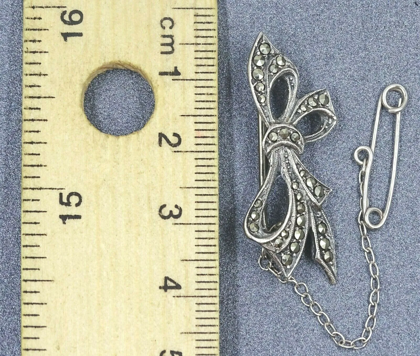 Sterling Silver & Marcasite Bow Brooch