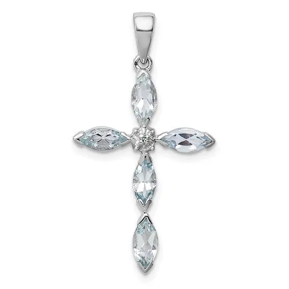 Sterling Silver Gemstone & Diamond Cross Pendants