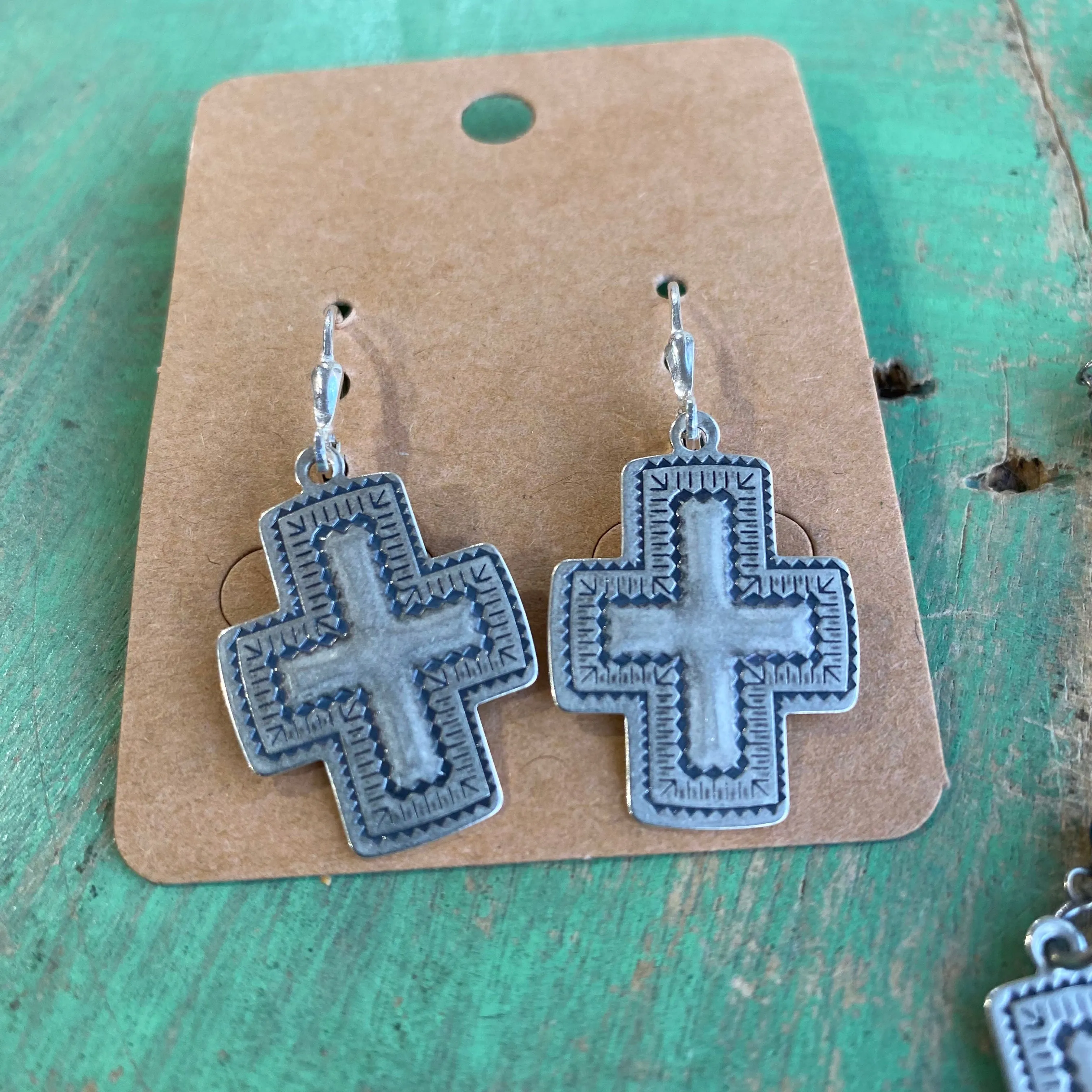 Sterling Silver Southwest Cross Earrings or Necklace Set