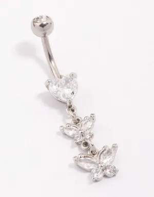 Surgical Steel Heart Butterfly Drop Belly Piercing