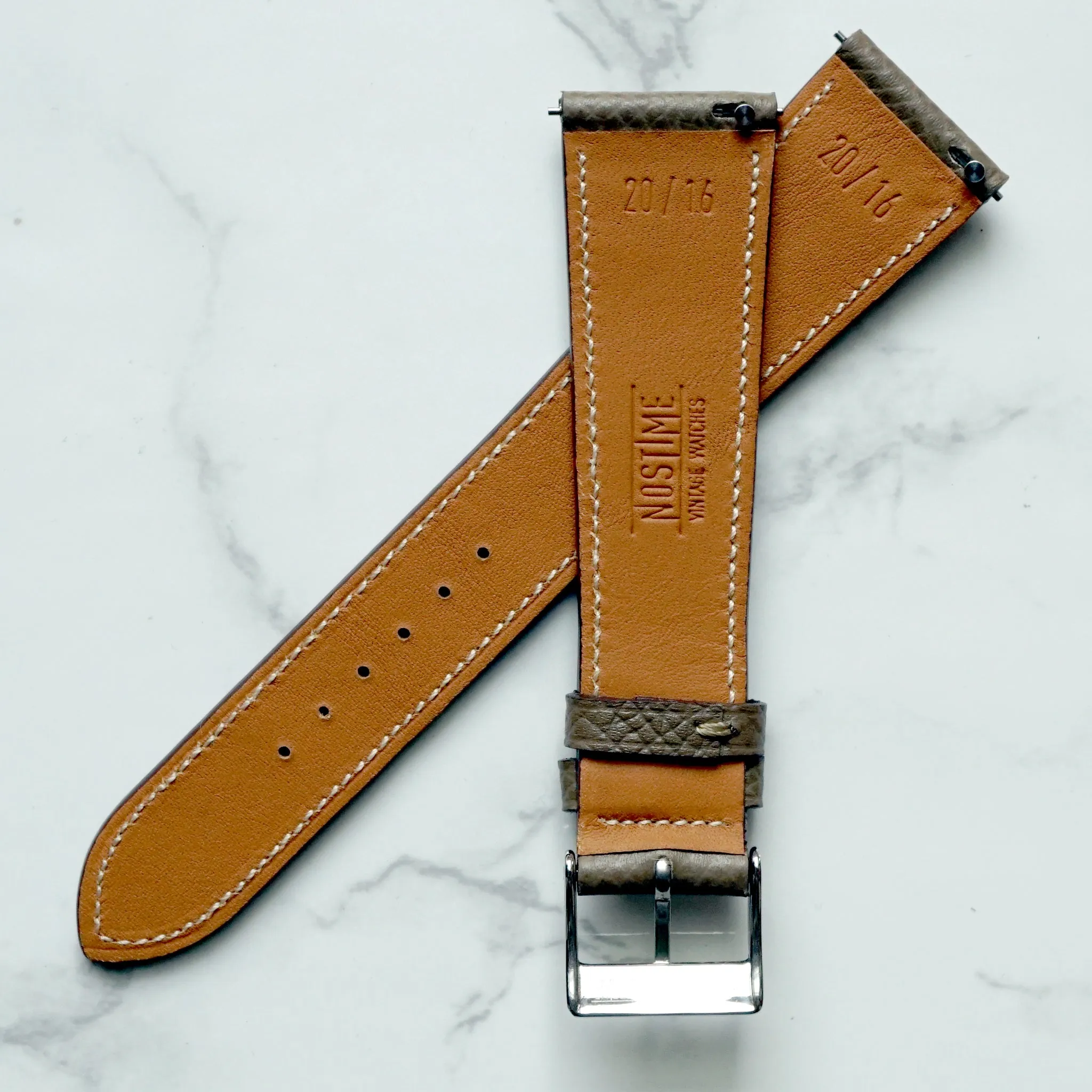 TAUPE BROWN GRAINED CALF STANDARD STRAP