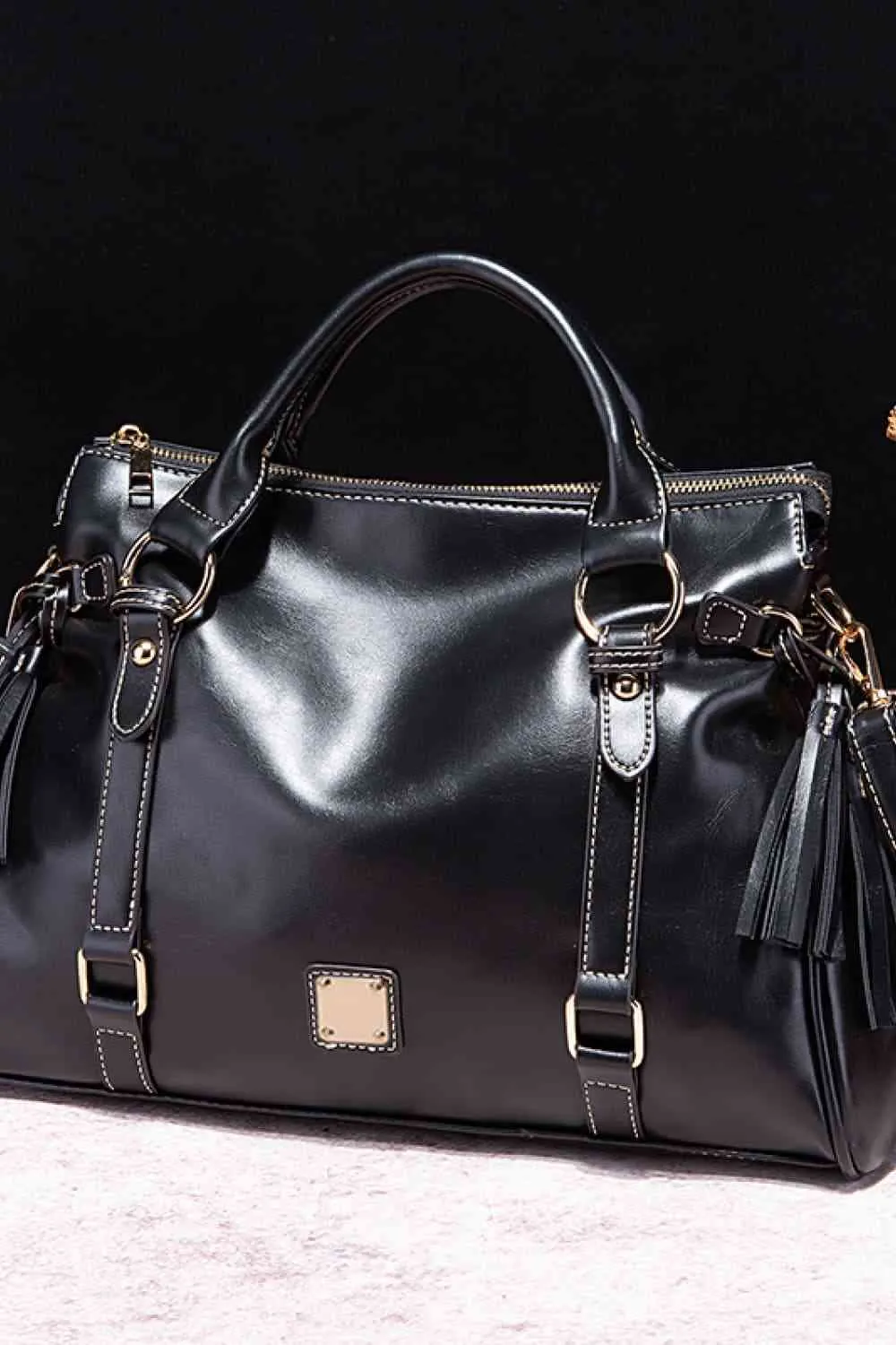 TEEK - PU Leather Handbag with Tassels