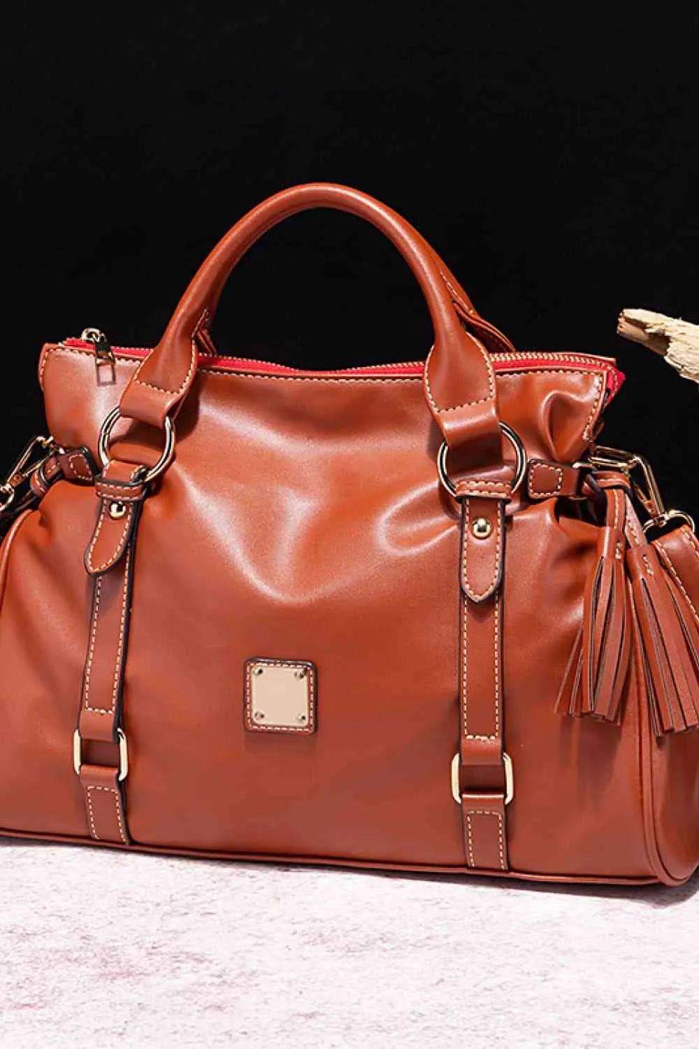 TEEK - PU Leather Handbag with Tassels